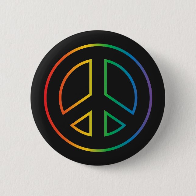 Neon Rainbow Peace Sign 6 Cm Round Badge (Front)