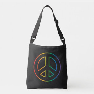 Neon Rainbow Peace Sign Crossbody Bag