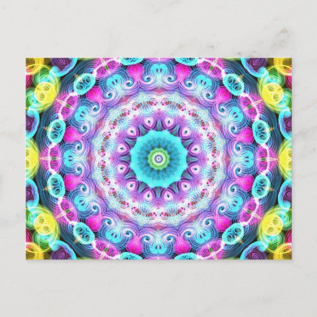 neon rainbow peacock postcard (Front)