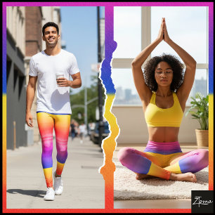Neon Rainbow Plaid Gradient Block Print Leggings