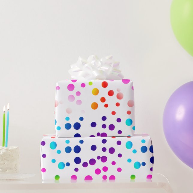 Neon Rainbow Polka Dots   Wrapping Paper (Party Gifts)