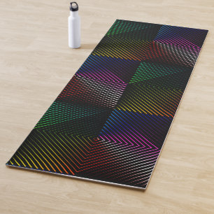 Neon Rainbow Prism On Black Yoga Mat
