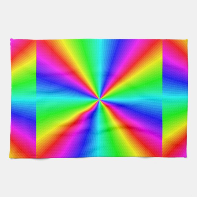 Neon Rainbow Prism Tea Towel (Horizontal)