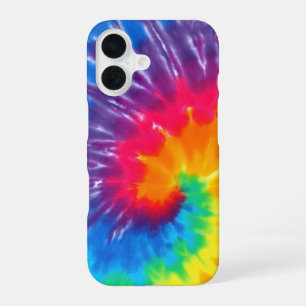 Neon Rainbow Retro Tie Dye Design iPhone 16 Case