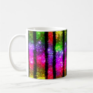 Neon Rainbow Shimmer Stripes Coffee Mug
