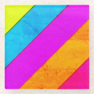 Neon Rainbow Striped Modern Coaster