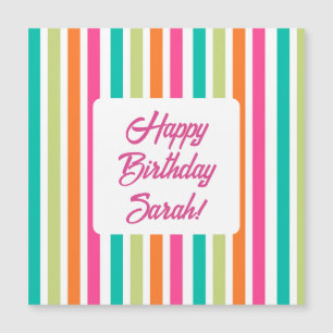 Neon rainbow stripes fun retro magnetic invitation