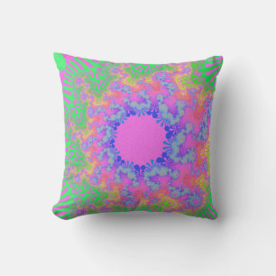 Neon Rainbow Sunburst Throw Pillow