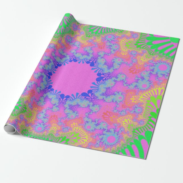 Neon Rainbow Sunburst Wrapping Paper (Unrolled)