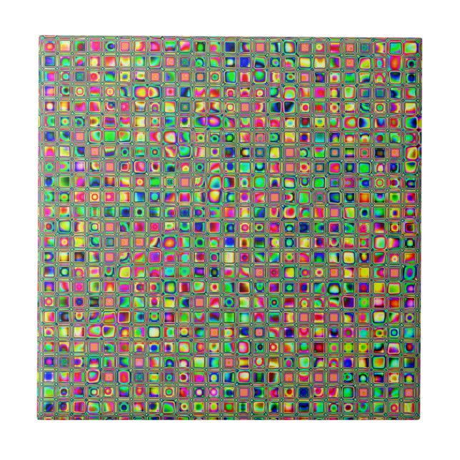 Neon Rainbow Textured Mosaic Tiles Pattern (Front)