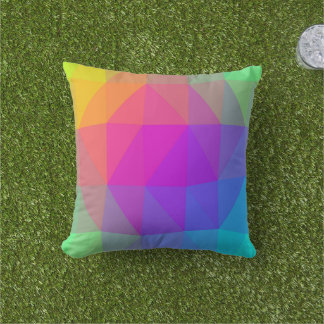 Neon Rainbow Triangle Abstract Cushion