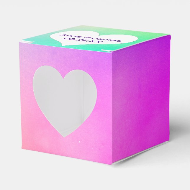 Neon Rainbow With Heart  Favour Box (Front Side)