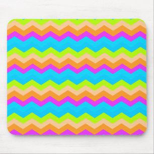 Neon Rainbow Zigzag Mouse Pad