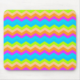 Neon Rainbow Zigzag Mouse Pad