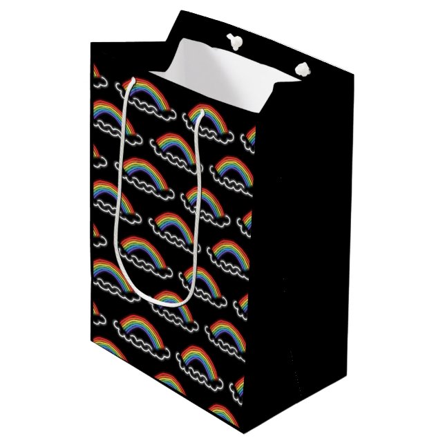 Neon Rainbows Gift Bag (Black) (Front Angled)