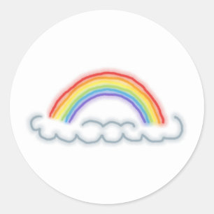 Neon Rainbows Round Stickers (White)