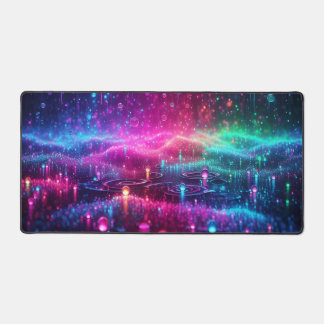 Neon Raindrops Desk Mat