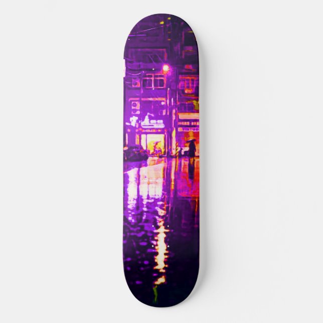 Neon Rainey Street Skateboard Deck (Front)