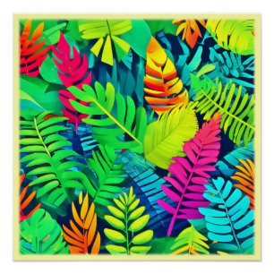 Neon Rainforest Fantasy Poster