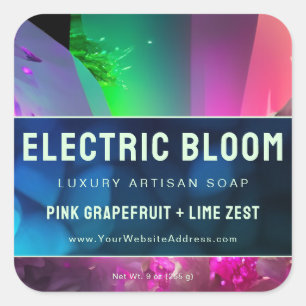 Neon Rave-Inspired Crystal Blue Product Label  