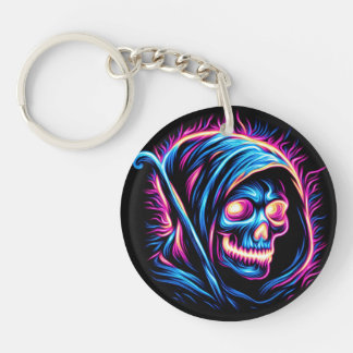 Neon Reaper Glow - Skull Key Ring