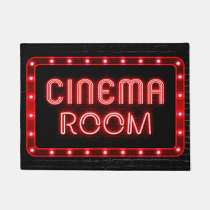 Neon Red effect Home Cinema Room door mat