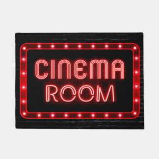 Neon Red effect Home Cinema Room door mat