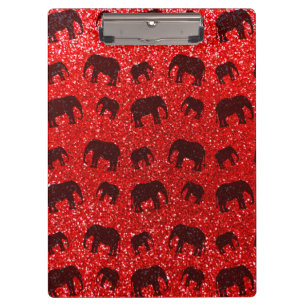 Neon red elephant glitter pattern clipboard