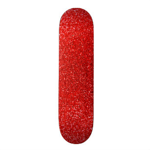 Neon red glitter skateboard