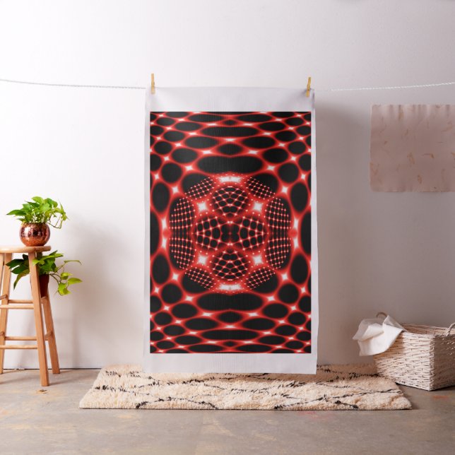Neon red glob fractal fabric (In Situ)