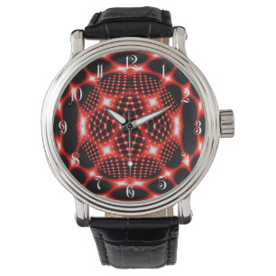 Neon red glob fractal watch