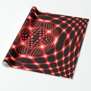Neon red glob fractal wrapping paper