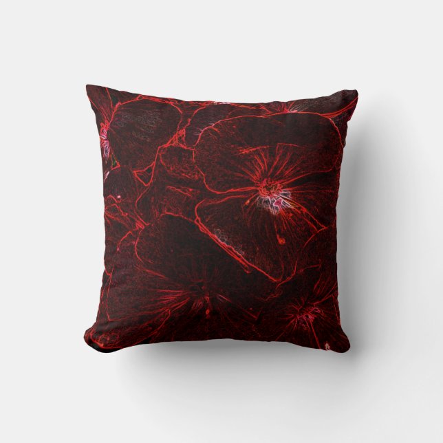 Neon Red Pansies Cushion (Front)