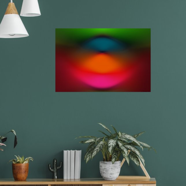Neon Red Pink Orange Green Abstract Poster (Living Room 1)