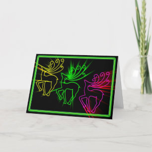 Neon reindeer holiday card