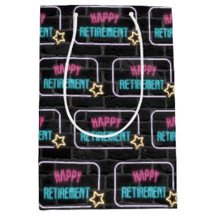 Neon Retirement Sign On Brick Medium Gift Bag