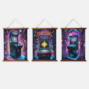 Neon Retro 80s Arcade Game Hanging Tapestry
