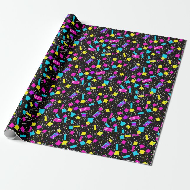 Neon Retro 80s Wrapping Paper (Unrolled)