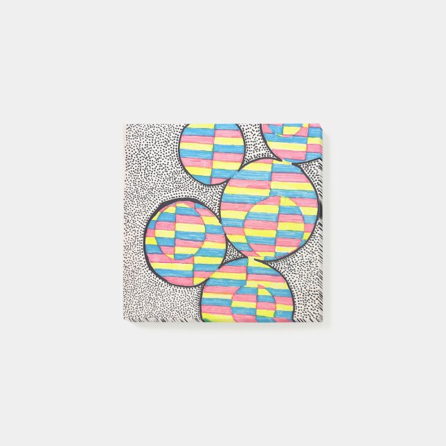 Neon retro circle illusion post it notes  (Front)