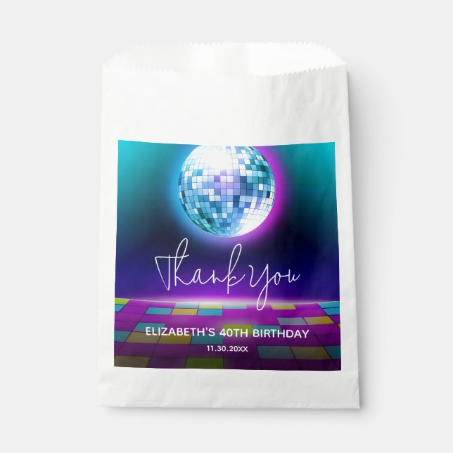 Neon Retro Dance Disco Birthday Party Welcome Favour Bag (Front)
