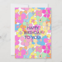 Neon Retro Floral Pink Birthday