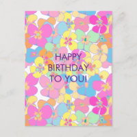 Neon Retro Floral Pink Birthday