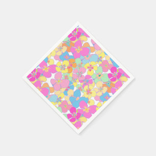 Neon Retro Floral Pink Colourful Napkin