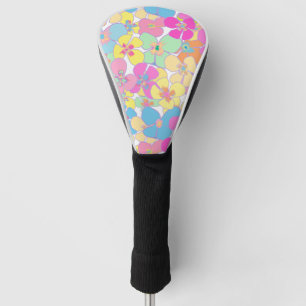 Neon Retro Floral Pink Driver Golf Head Cover