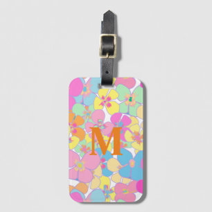 Neon Retro Floral Pink  Luggage Tag