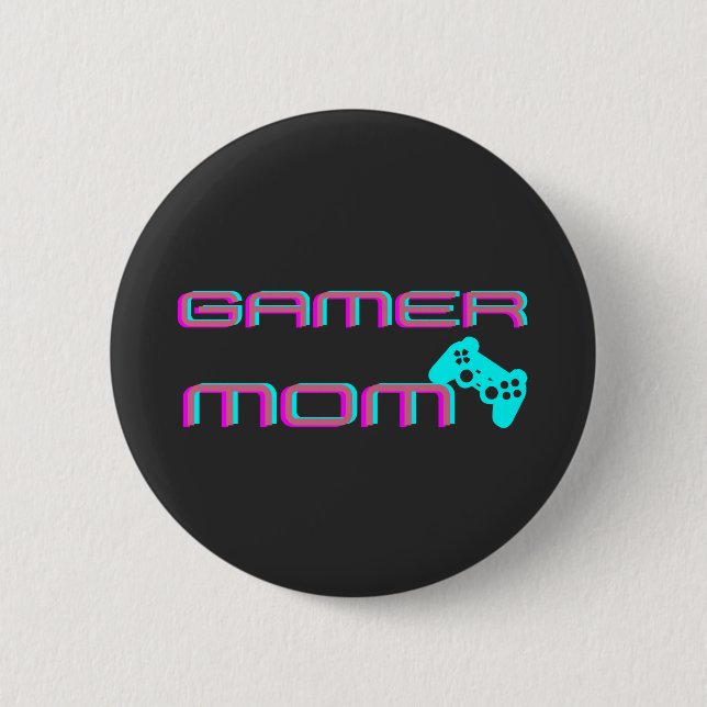 Neon Retro Gamer Mum 6 Cm Round Badge (Front)