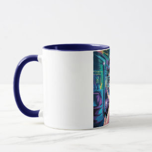 "Neon Retro Girl – Cyberpunk Pop Art" Mug