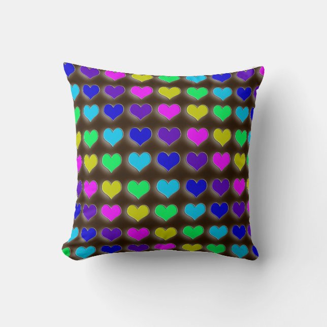 Neon Retro Hearts Cushion (Front)