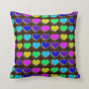 Neon Retro Hearts Cushion