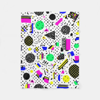 Neon Retro Memphis Geometric Chaos Pattern Fleece Blanket